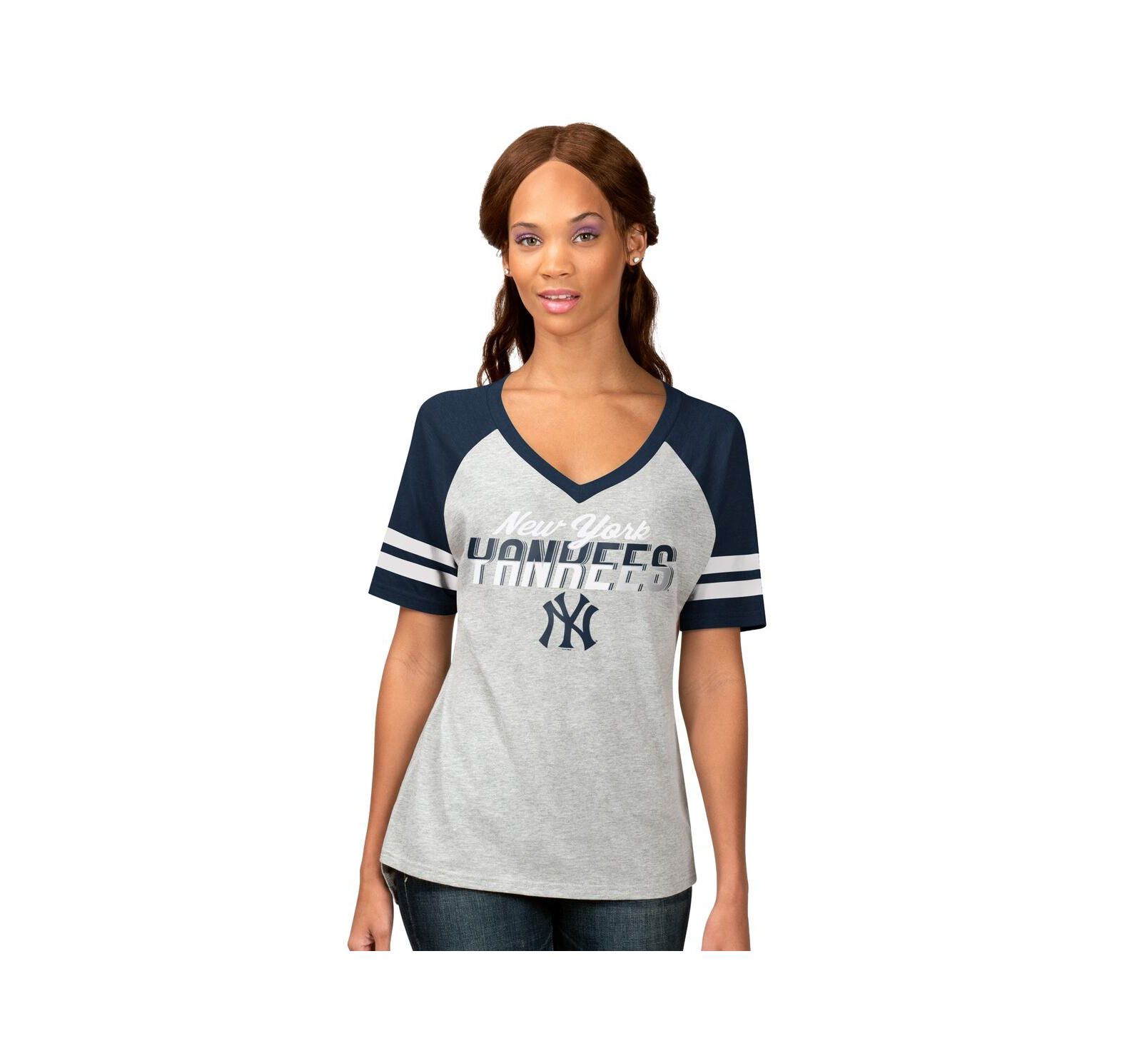 G-III 4Her By Carl Banks Женская футболка raglan с V-образным вырезом New York Yankees