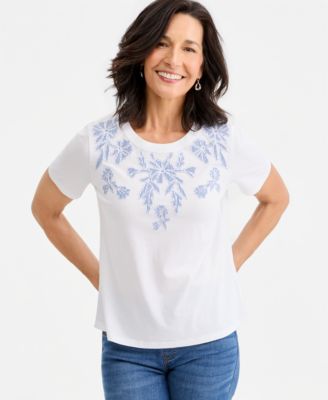 Style & Co Petite Short-Sleeve Appliqué T-Shirt, Macy's Exclusive