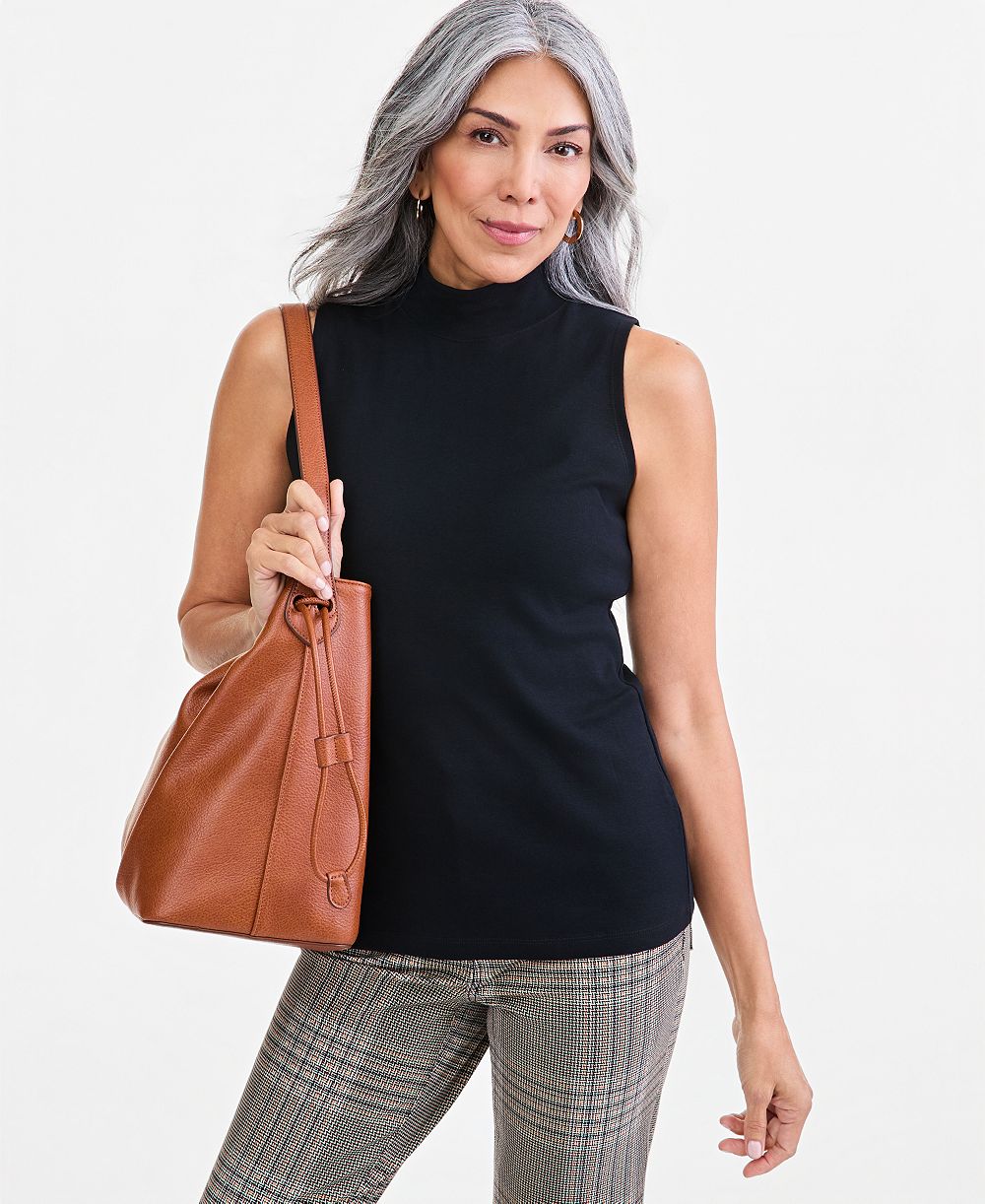 Style & Co Petite Mock Neck Cotton Tank, Macy's Exclusive
