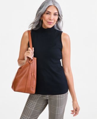 Style & Co Petite Mock Neck Cotton Tank, Macy's Exclusive