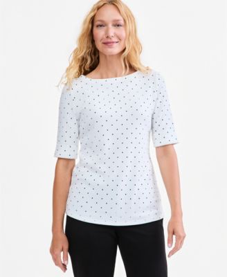 Футболка Style & Co Women's Micro Polka Dot Boat-Neck