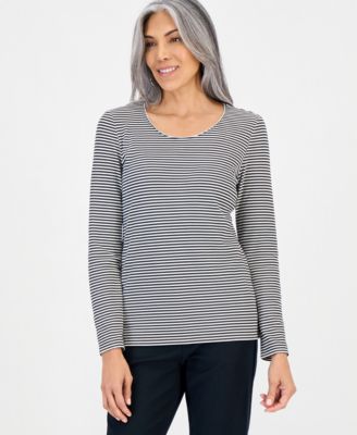 Style & Co Women's Printed Long-Sleeve Scoop-Neck Top, Macy's Exclusive