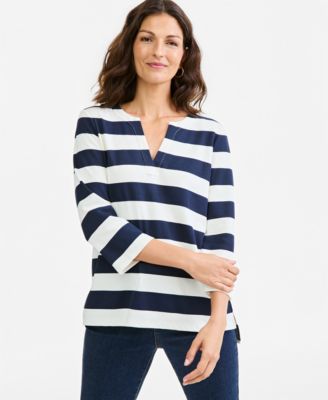 Style & Co Women's Printed Split Neck 3/4-Sleeve Tunic, Macy's Exclusive