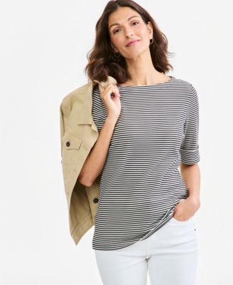 Style & Co Women's Printed Elbow Sleeve Boatneck Top, Macy's Exclusive