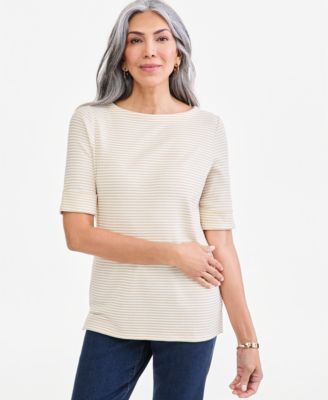 Style & Co Женская футболка с полоской и вырезом лодочкой