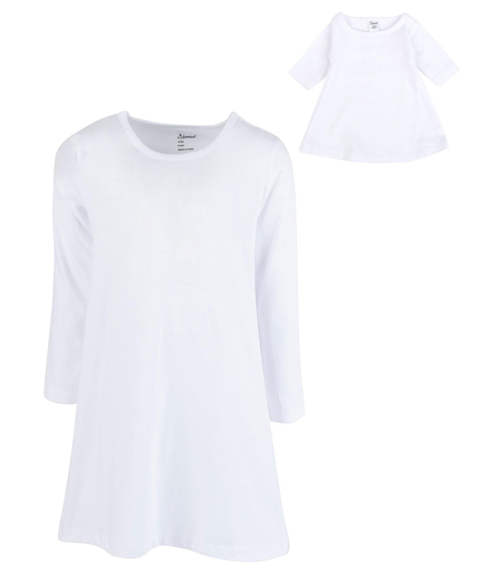 Детское хлопковое платье Leveret Little Girls 6-14 Matching Doll Long Sleeve A-Line