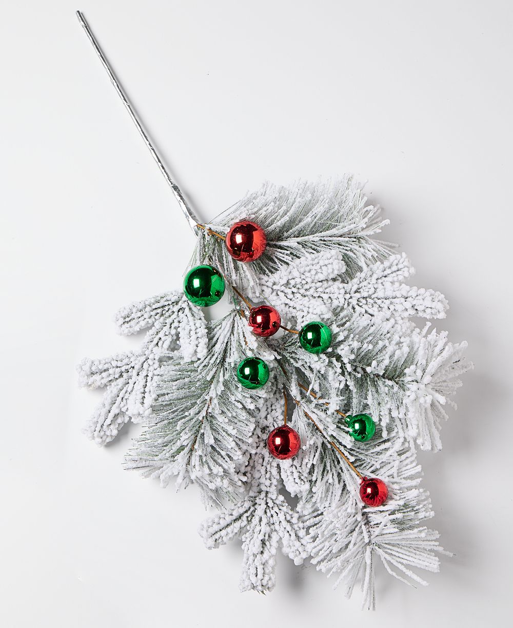 Holiday Lane Christmas Cheer Leaves with Ornaments Pick, Macy's Exclusive