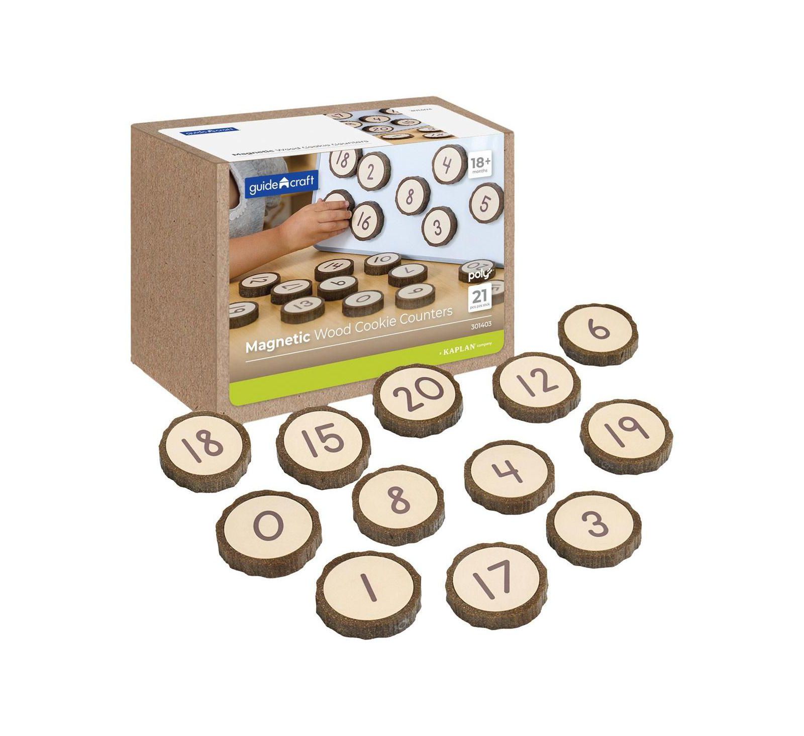 Kaplan Early Learning Magnetic Wood Cookie Counters, Number Recognition, 21-Piece Set, Ages 18 Months+