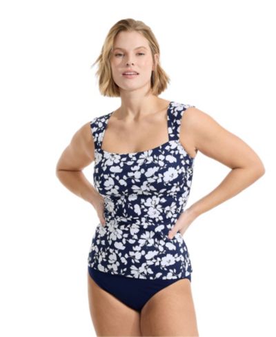 Женский топ танкини Lands' End Plus Size с квадратным вырезом и косточками