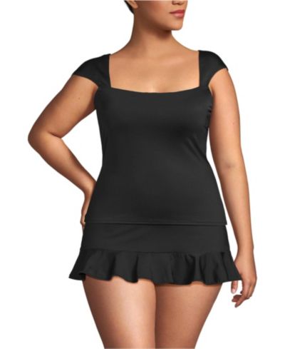 Женский топ танкини Lands' End Plus Size с квадратным вырезом и косточками