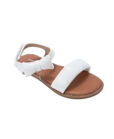 Bebe Little Girls Girl's  Fashion Sandals - Dressy Shoes with Puffy Bow and Hanging Logo Charm