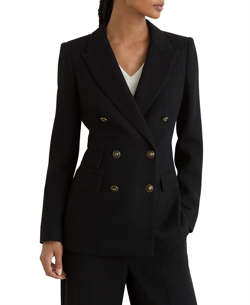 REISS Women's Herringbone Double-Breasted Blazer