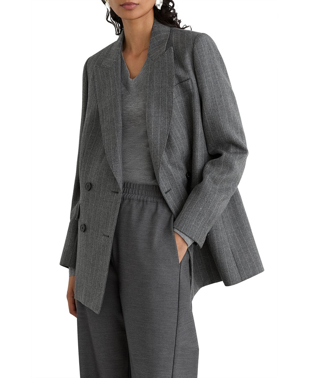 REISS Women's Astrid Wool Double-Breasted Pinstripe Blazer