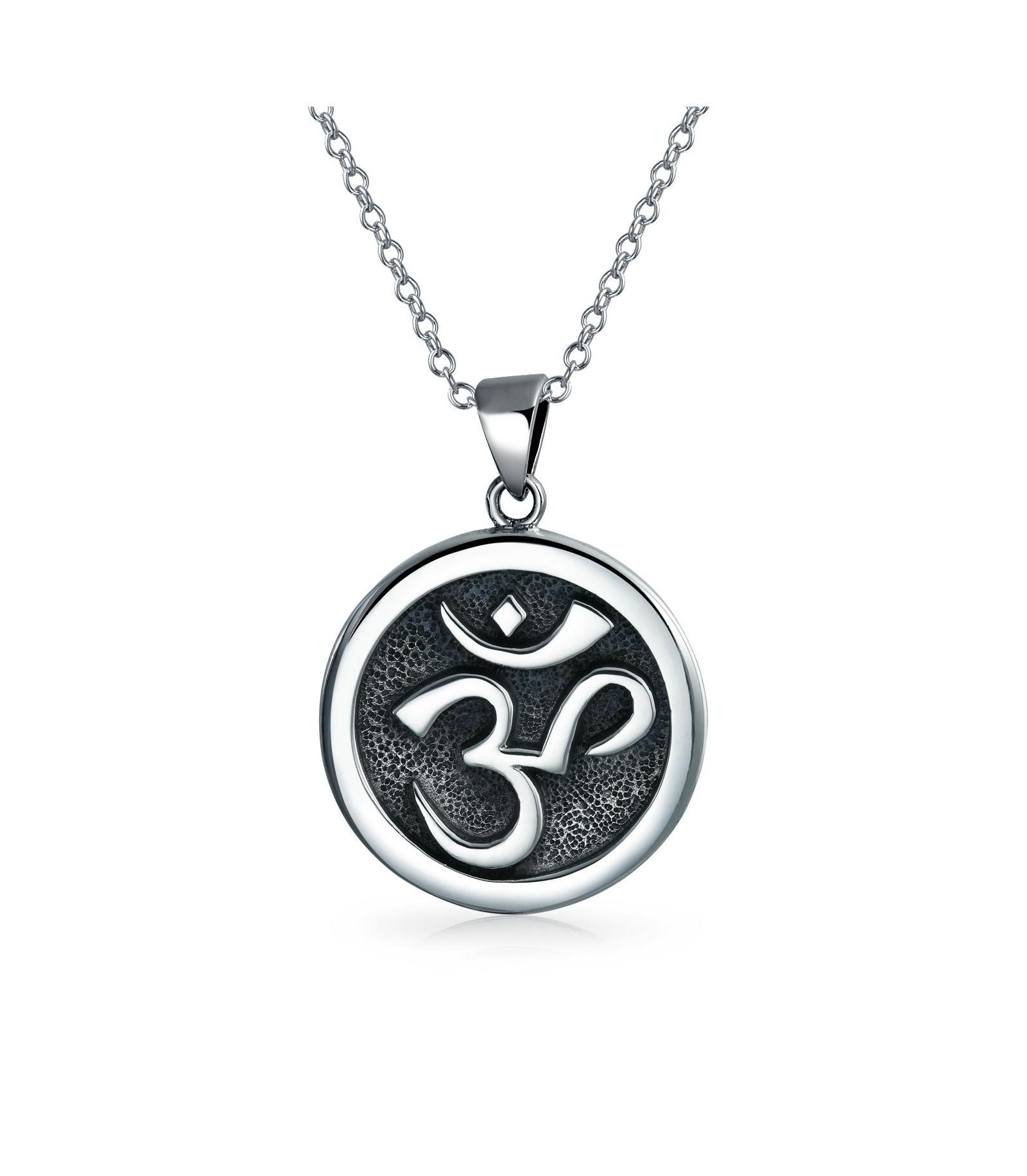 Bling Jewelry Black Aum Om Symbol Medallion Pendant Necklace