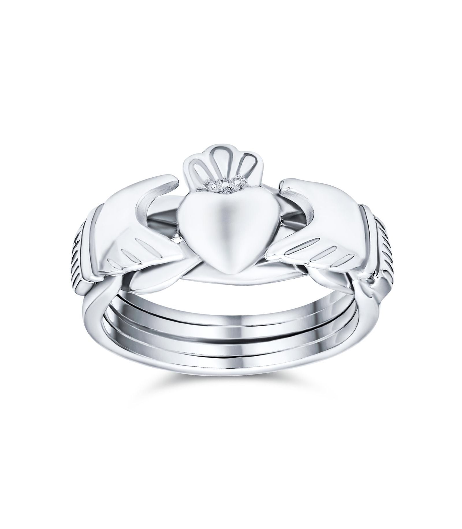 Кольцо Bling Jewelry Celtic Hands Crown Heart Friendship Claddagh Puzzle, .925