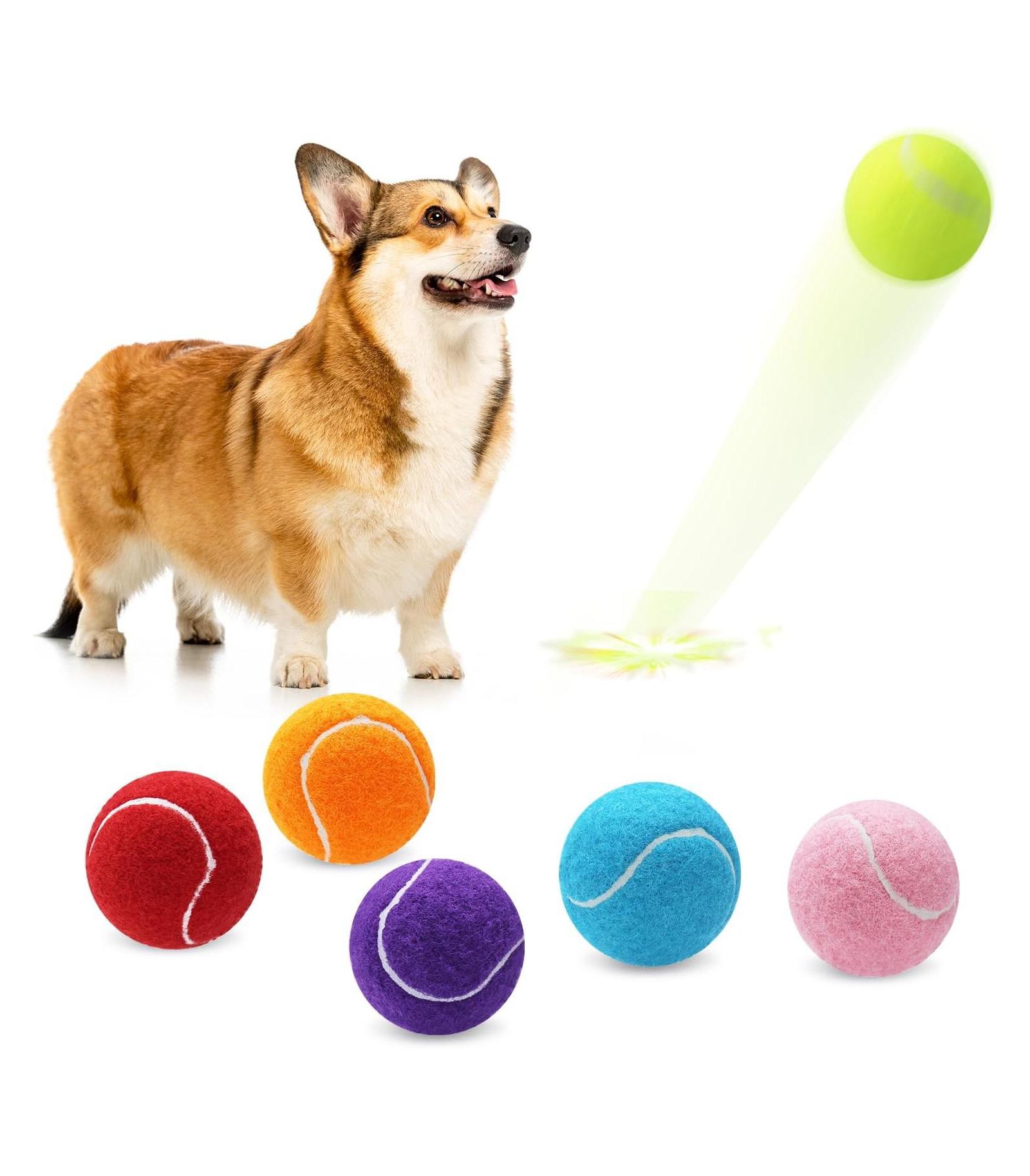 Magicorange Pack of 6 Small Tennis Balls 2 Inch Size for Dogs Colorful Pet Playing Balls for Fetch Training and Pet Ball Launcher Compatible