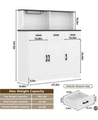 gaomon Sideboard Buffet Cabinet Open Rack Door and Drawer Microwave Stand for Kitchen