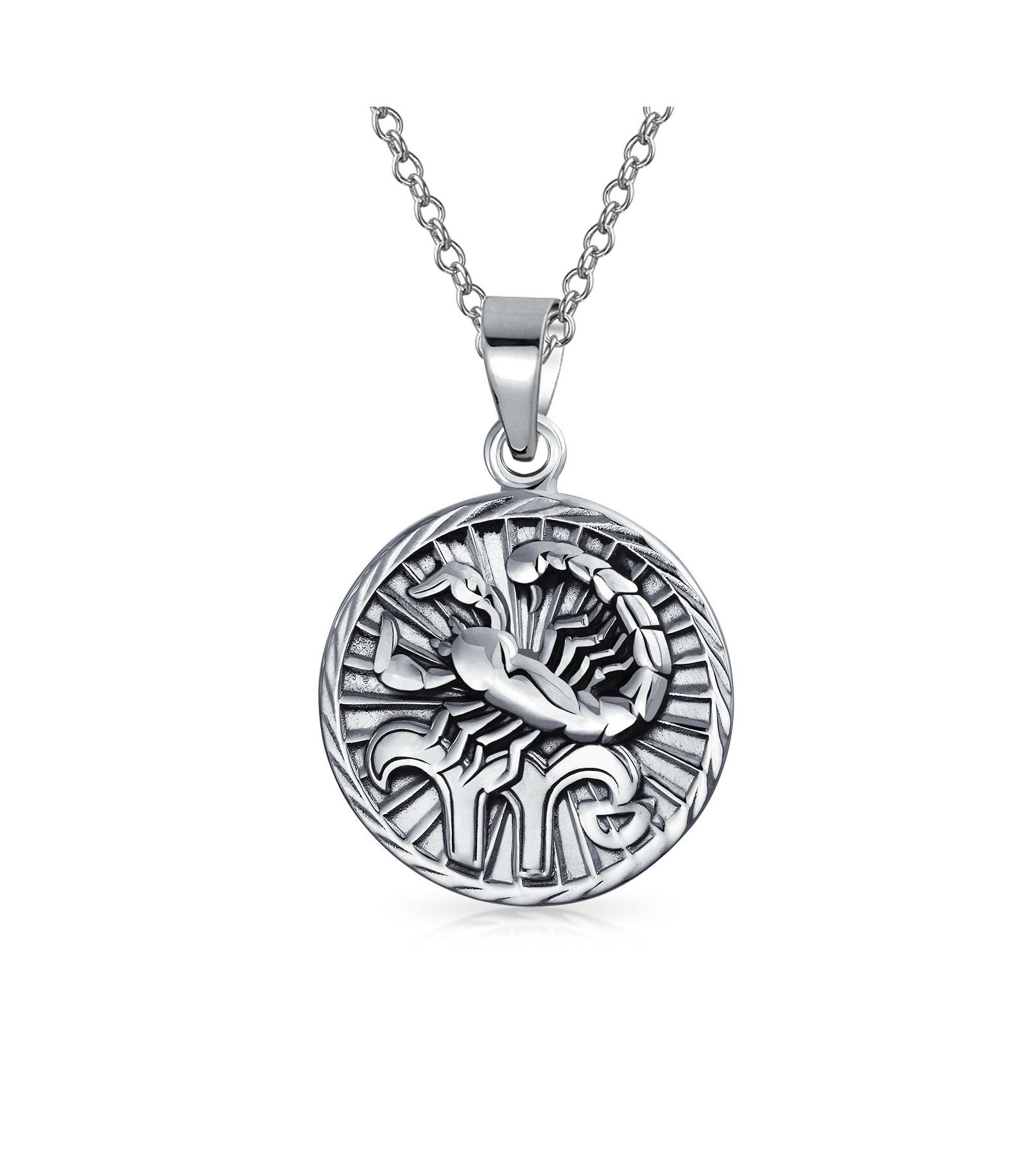 Подвеска Bling Jewelry Astrology Zodiac Symbol Scorpio Sign Medallion, .925 Sterling Silver