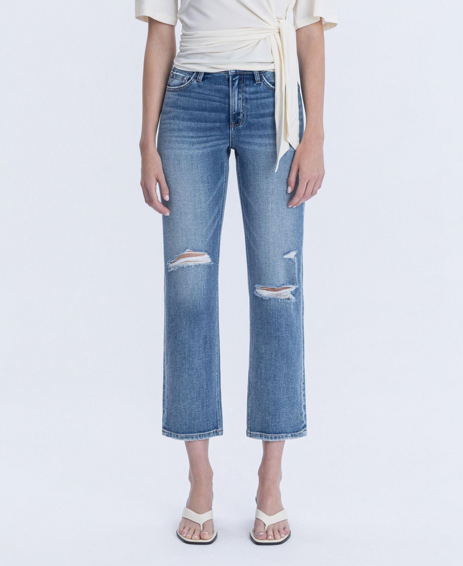 Женские джинсы Vervet High Rise Distressed Ankle Straight