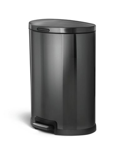Home Zone Living 12 Gallon Semi-Round Stainless Steel Kitchen Trash Can with Step Pedal and Soft Close Lid