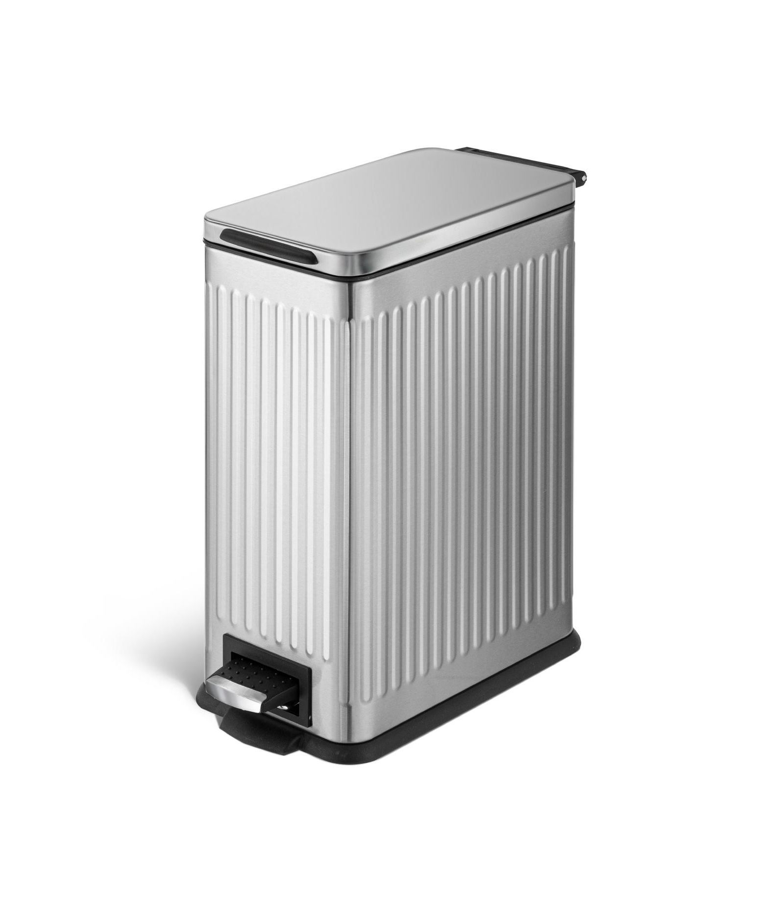 Кухонная мусорная корзина Home Zone Living Slim Stainless Steel с решетчатым узором и педалью