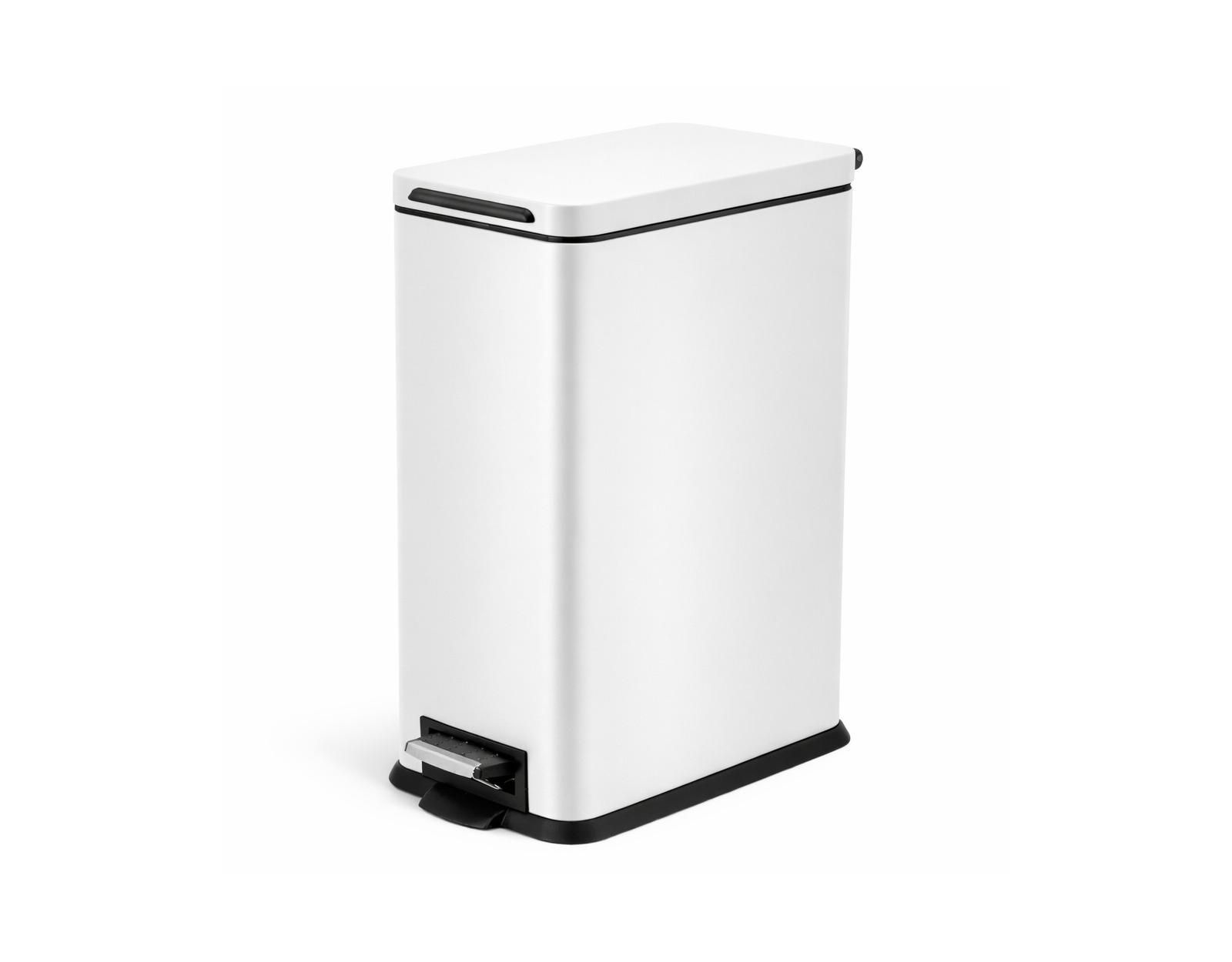 Home Zone Living 4 Gallon Slim Stainless Steel Kitchen Trash Can with Step Pedal and Soft Close Lid