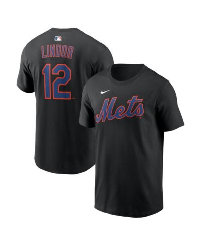 Мужская футболка Nike Francisco Lindor Black New York Mets с именем и номером