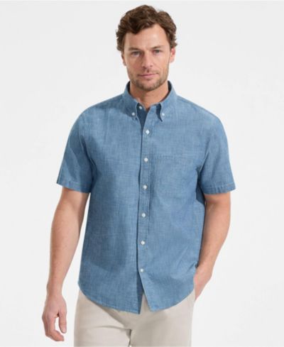 Мужская рубашка Lands' End Easy Fit из шамбре с коротким рукавом