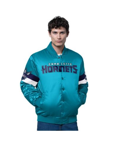 Starter Men's Teal Charlotte Hornets Triple Option Varsity Full-Snap Satin Jacket