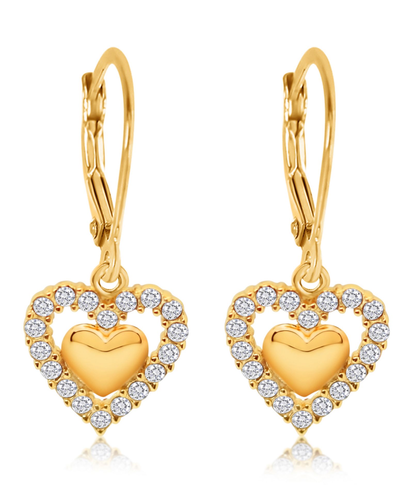 Chanteur 18K Gold Plated Kids Heart Hypoallergenic Earrings for Girls with Sterling Silver Leverbacks