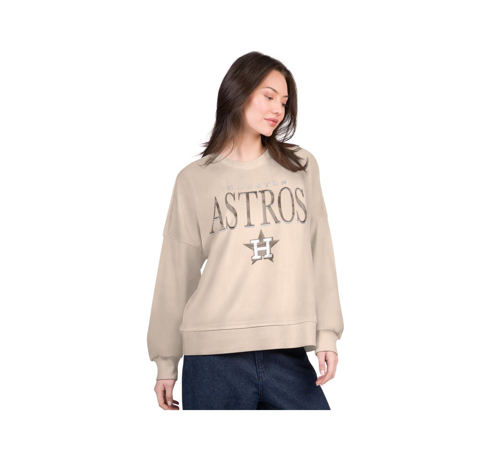 G-III 4Her by Carl Banks Women's Sand Houston Astros Oversized Vet II Sweatshirt