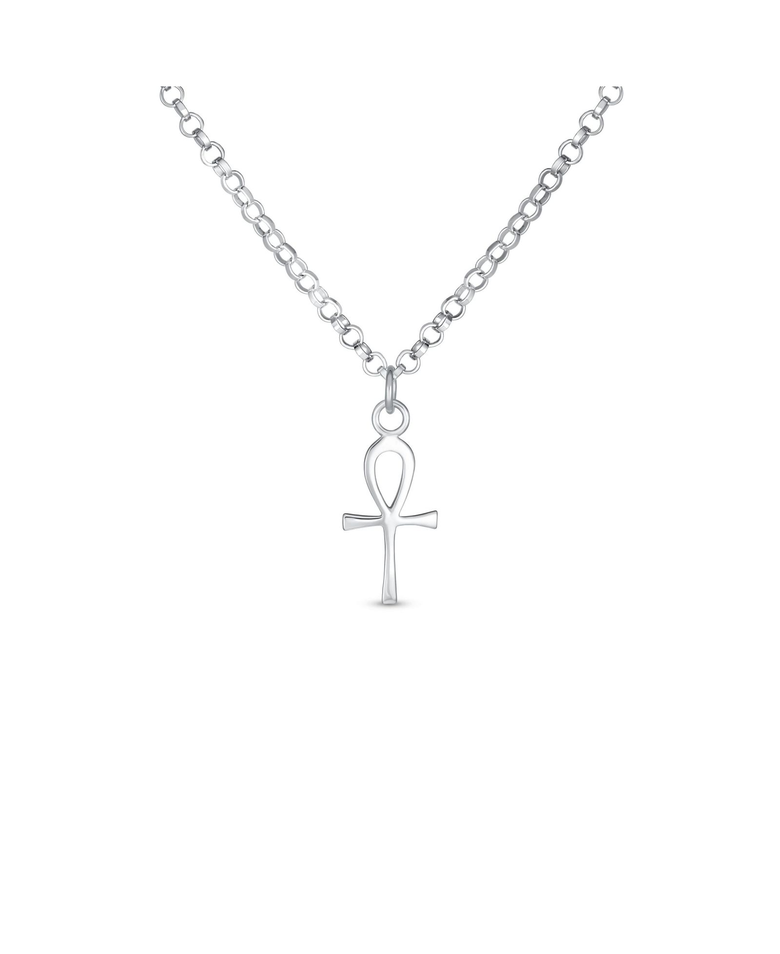 Bling Jewelry Silver Ankh Cross Key to Life Pendant Necklace