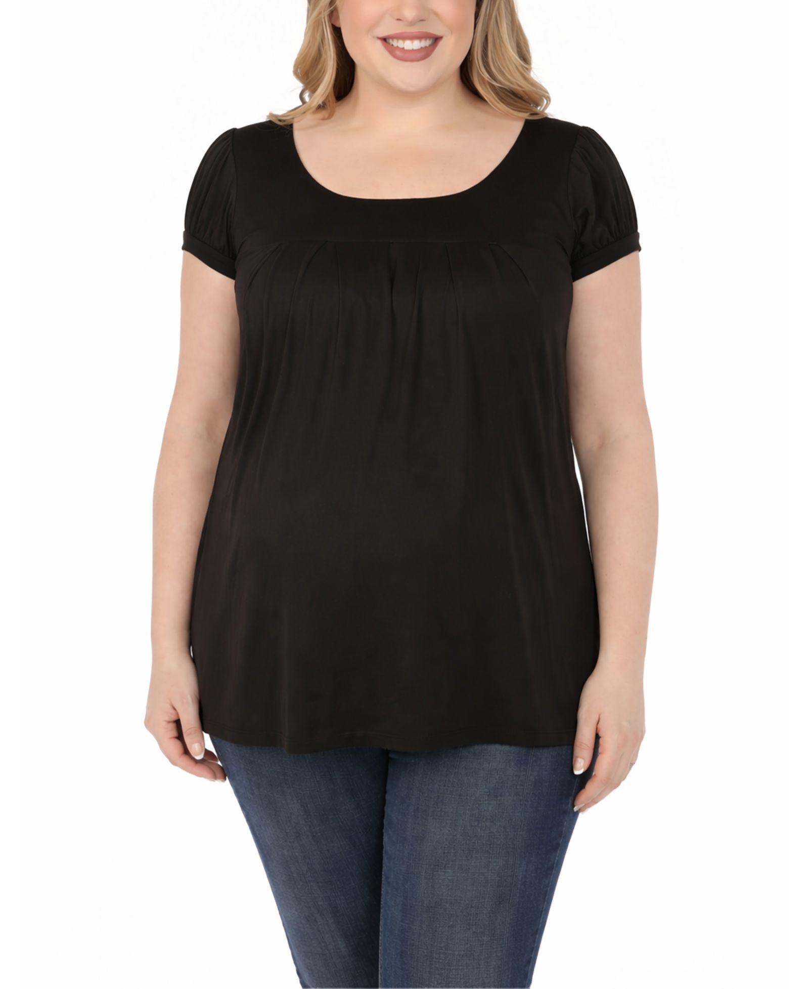 White Mark Plus Size Maternity Short-Sleeve Empire-Waist Tunic Top