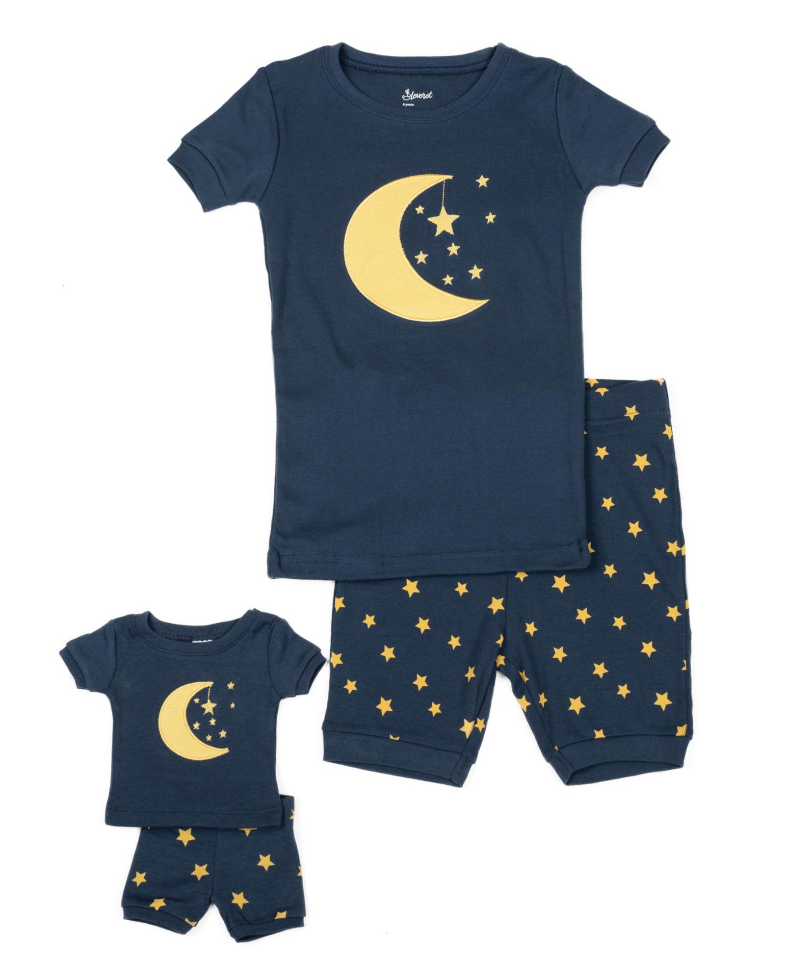 Leveret Big Girls Matching Doll Snug-Fit Cotton Short Sleeve Pajamas