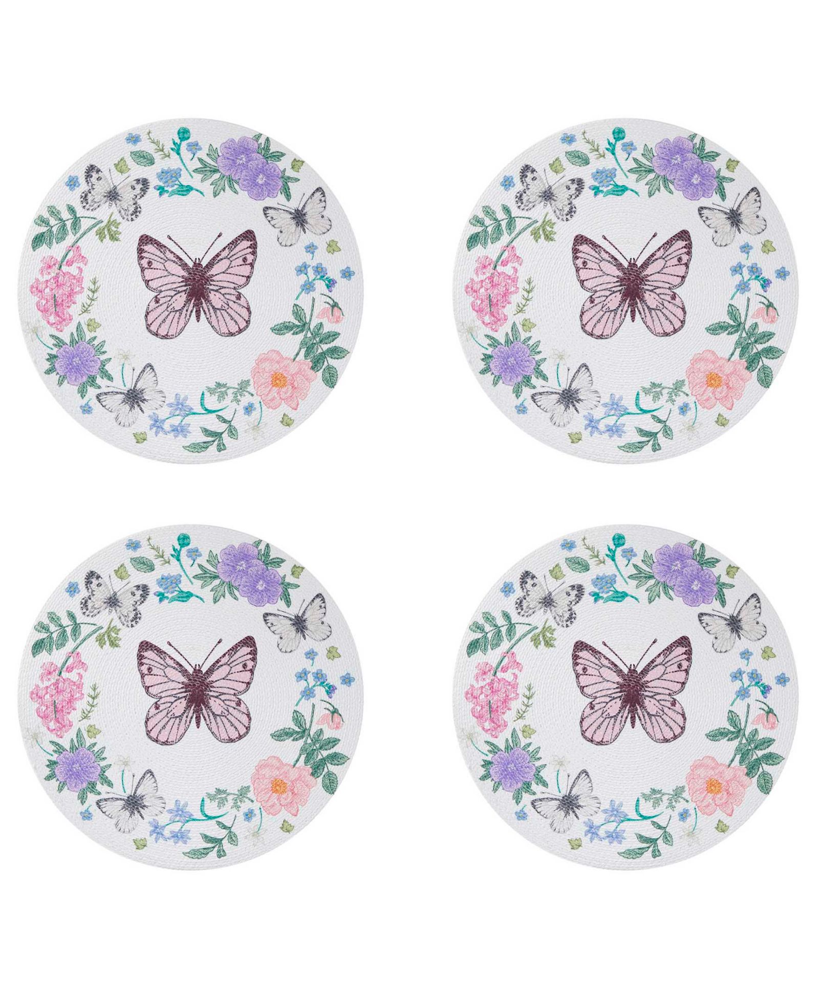 Avanti Meadow Woven Braided Round Placemats, Set of 4
