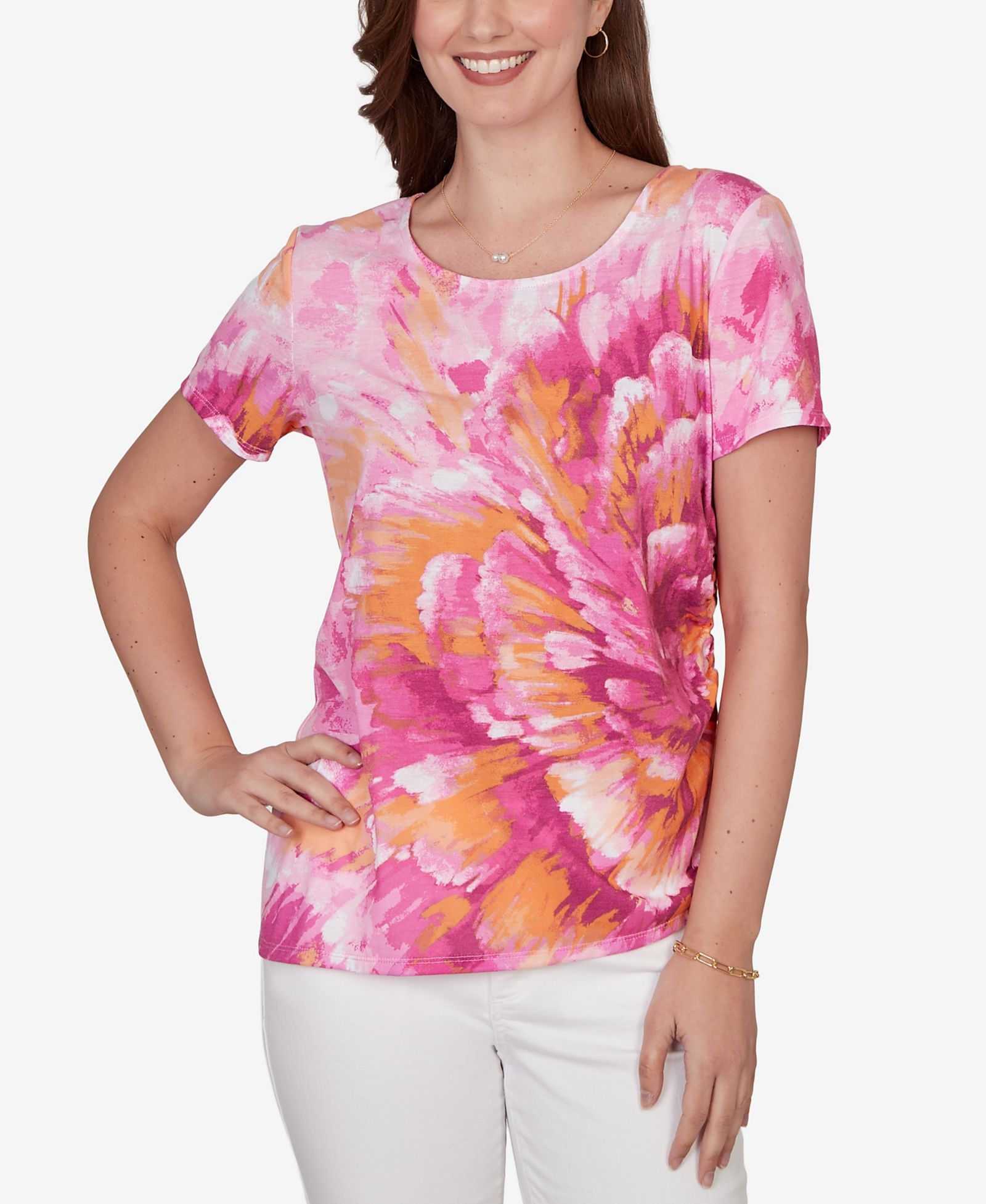 Ruby Rd. Petite Bold Watercolor Floral Knit T-Shirt