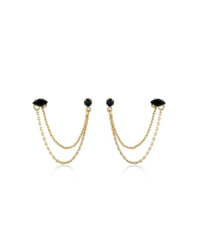 ETTIKA Double Piercing Chain Dangle Earrings