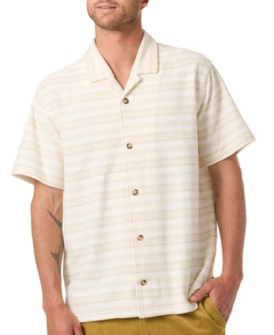 O'Neill Men's Striped Herringbone Camp Collar Shirt