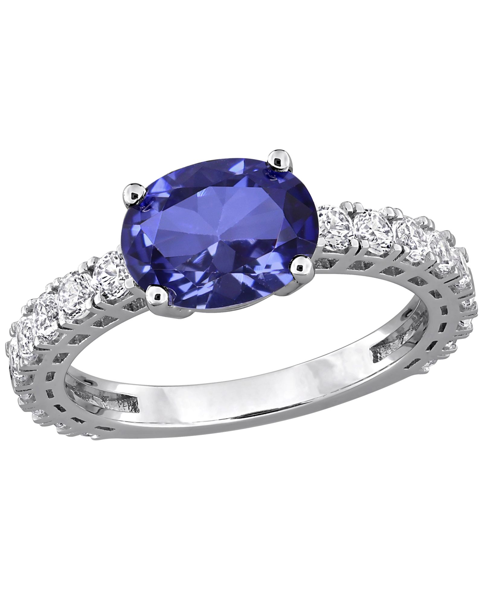 Macy's Lab Created Blue Sapphire (1-1/5 ct. t.w.) & Lab Created White Sapphire (1 ct. t.w.) Ring in Sterling Silver