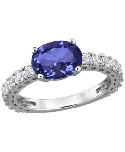 Macy's Lab Created Blue Sapphire (1-1/5 ct. t.w.) & Lab Created White Sapphire (1 ct. t.w.) Ring in Sterling Silver