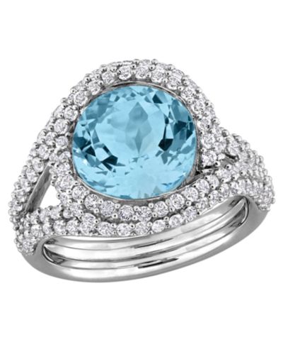 Macy's Blue Topaz (3 ct. t.w.) and White Topaz (1-3/8 ct. t.w.) Ring in Sterling Silver (Also Available in Citrine & Amethyst)