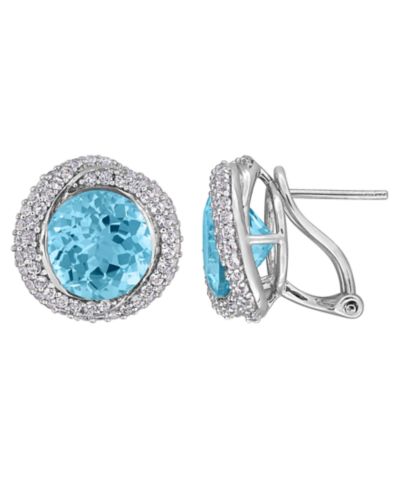 Macy's Blue Topaz (6 ct. t.w.) & White Topaz (1-1/6 ct. t.w.) Stud Earrings in Sterling Silver (Also Available in Citrine & Amethyst)