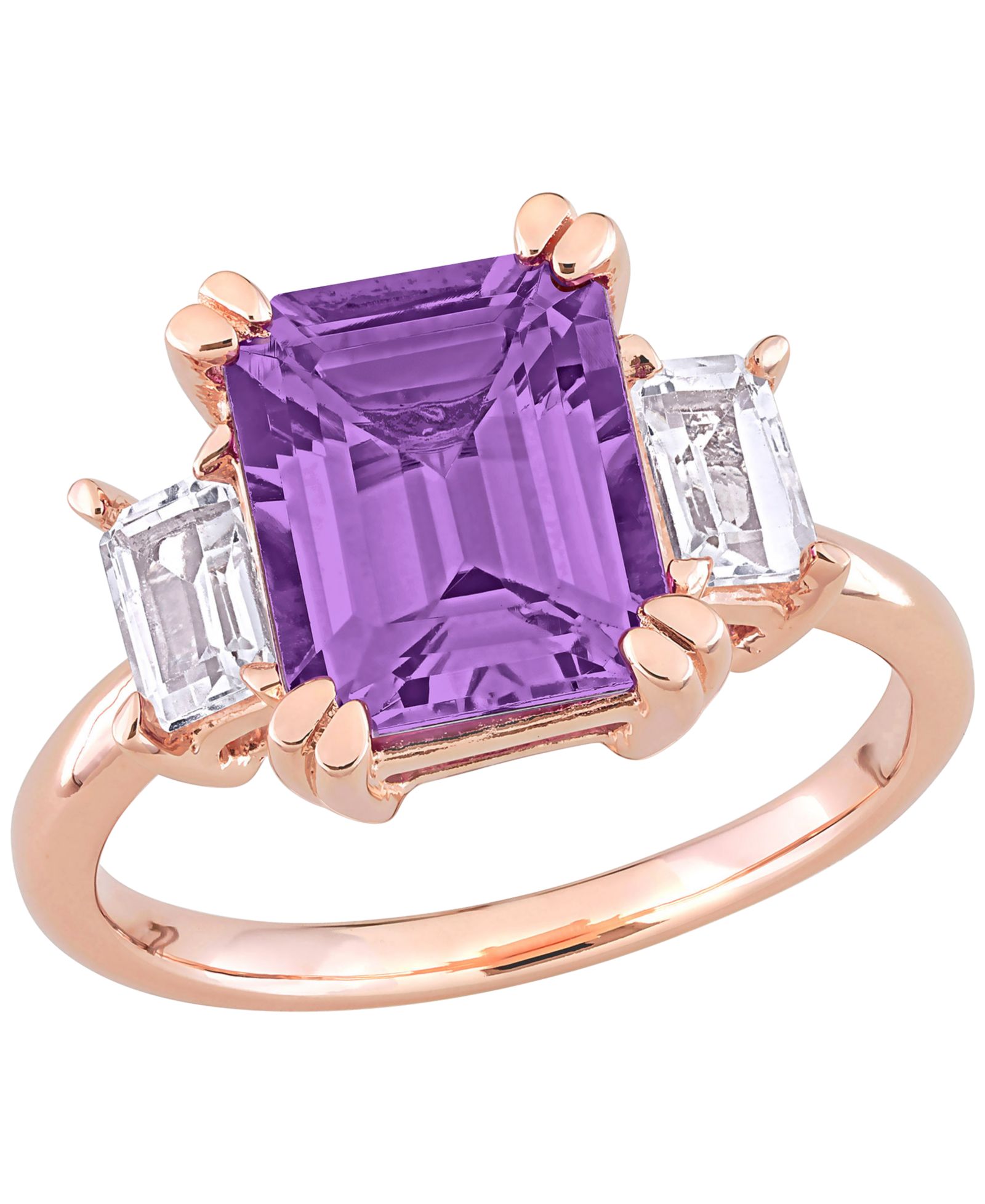 Кольцо Macy's Amethyst (3-1/5 ct. t.w.) & White Topaz (3/4 ct. t.w.) в 18k Rose Gold Plated Sterling Silver