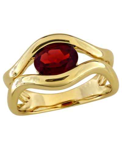 Macy's Garnet (1-3/8 ct. t.w.) Ring in 18k Gold Flash Plated Sterling Silver