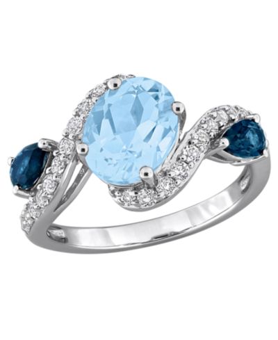 Macy's Sky Blue Topaz (2-1/2 ct. t.w.), London Blue Topaz (1/2 ct. t.w.) & White Topaz (5/8 ct. t.w.) Ring in Sterling Silver (Also Available in Citrine)