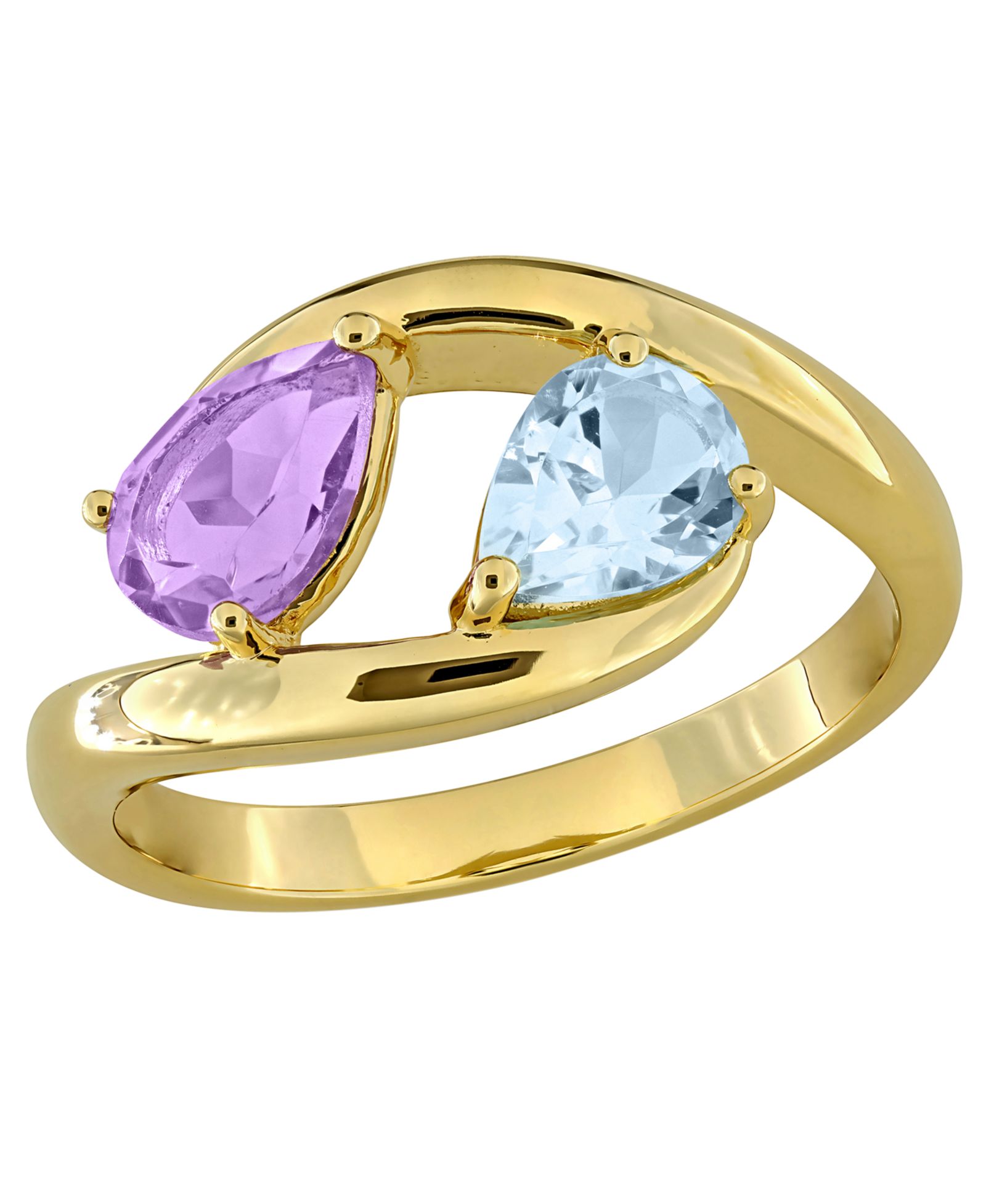 Кольцо Macy's с аметистом и голубым топазом, 18k Gold Flash Plated Sterling Silver