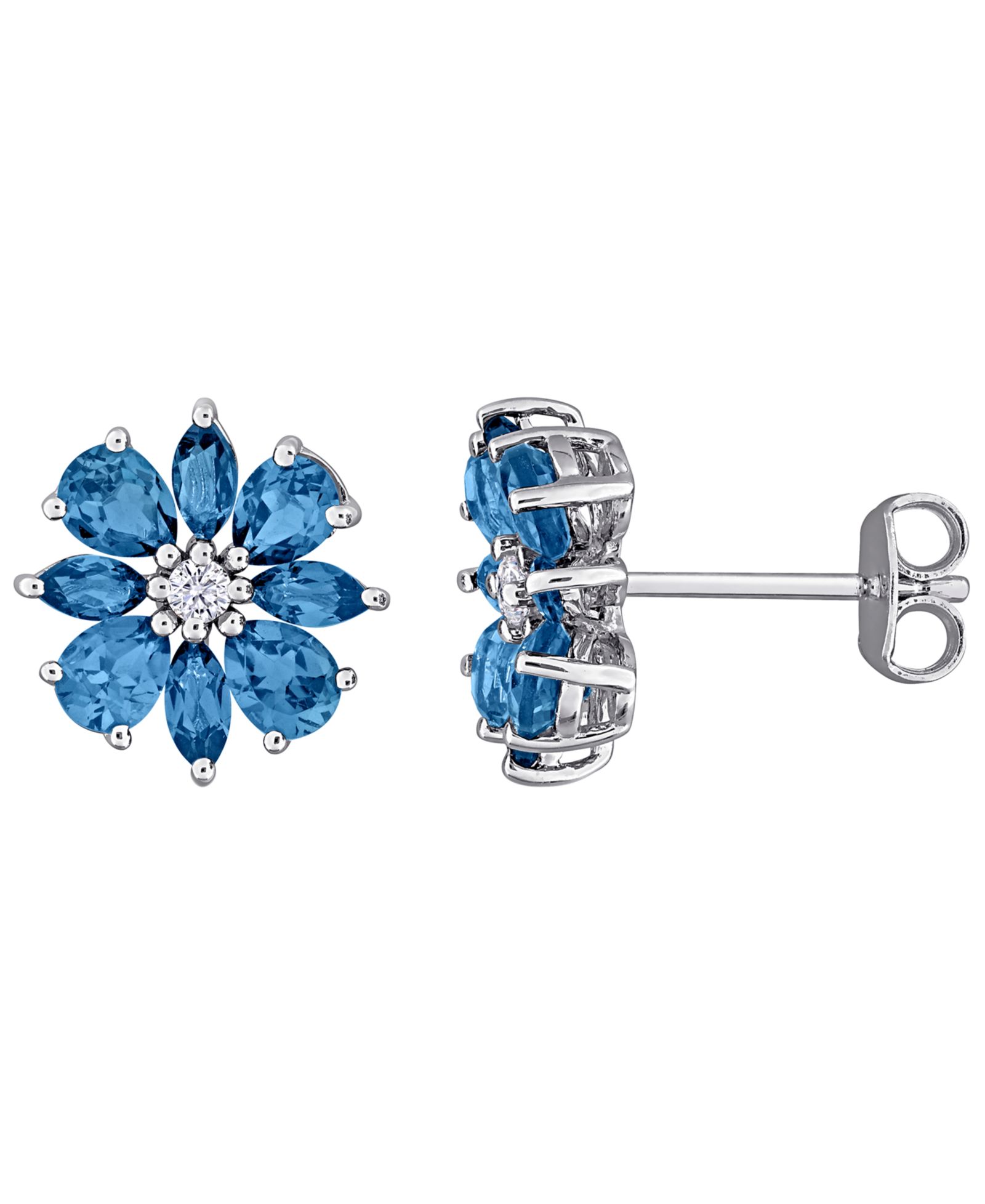 Серьги Macy's Rhodolite (2 ct. t.w.) и White Topaz (1/10 ct. t.w.) в 18k Rose Gold Flash Plated Sterling Silver