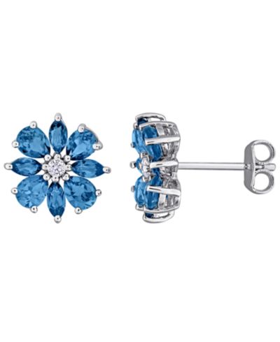 Macy's Rhodolite (2 ct. t.w.) and White Topaz (1/10 ct. t.w.) Earrings in 18k Rose Gold Flash Plated Sterling Silver (Also Available in Blue Topaz)