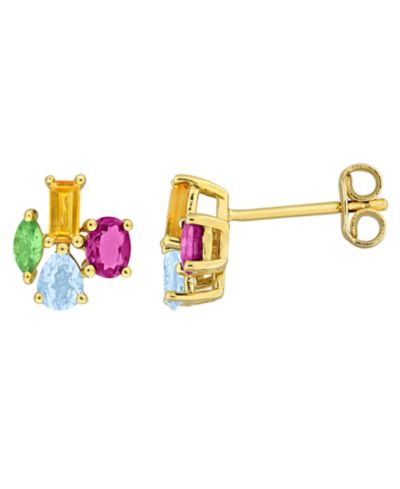 Macy's Multi-Gemstone (1 ct. t.w.) Earrings in 18k Gold Flash Plated Sterling Silver (Also Available in Blue Topaz & Amethyst)