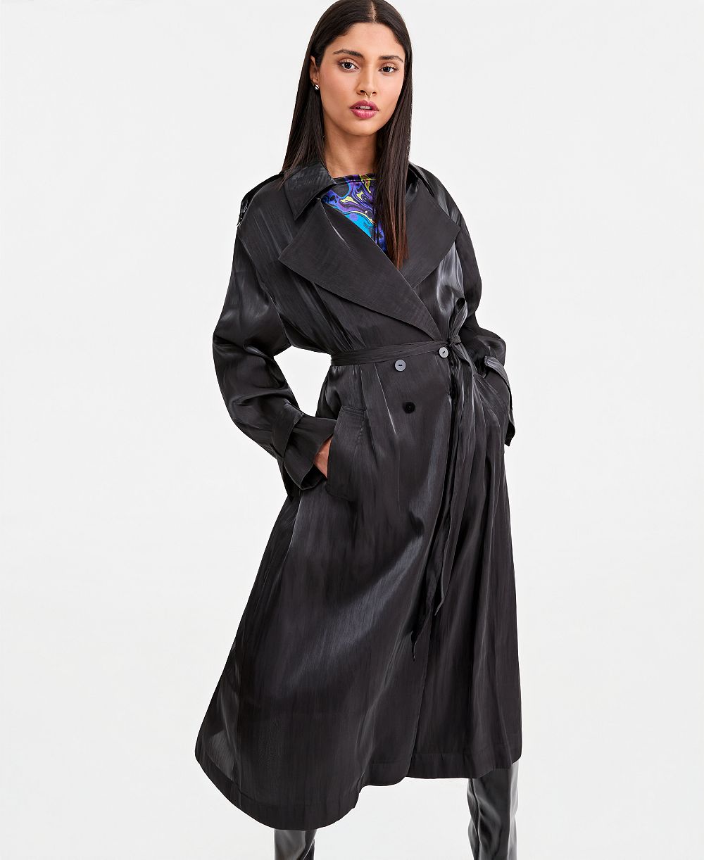 LAPOINTE | Macy's Women's Sheer Organza Double-Breasted Trench Coat, Macy's Exclusive